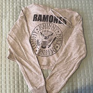 Distressed Ramones Hoodie (Cropped)